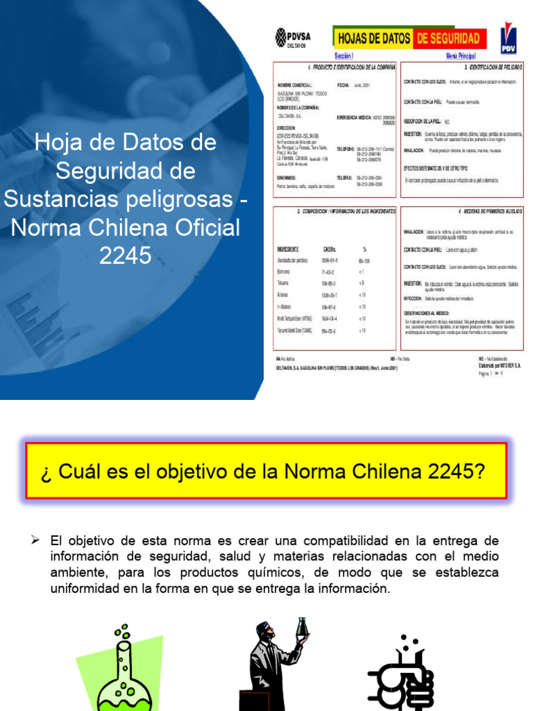 Norma Chilena 2245: Hojas de Seguridad | PDF | Sustancias químicas ...