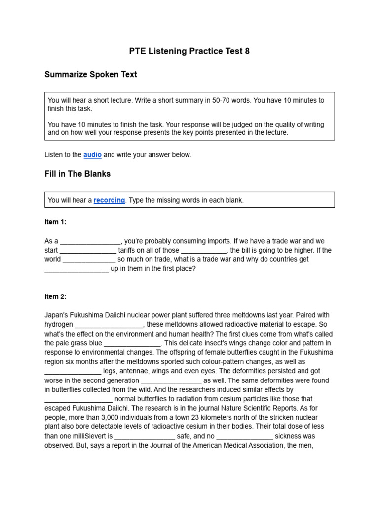 Pte Listening Practice Test 5