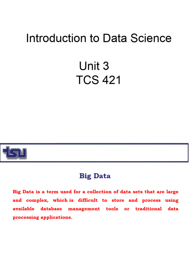 Unit 3 Part 1 | PDF | Data Science | Big Data