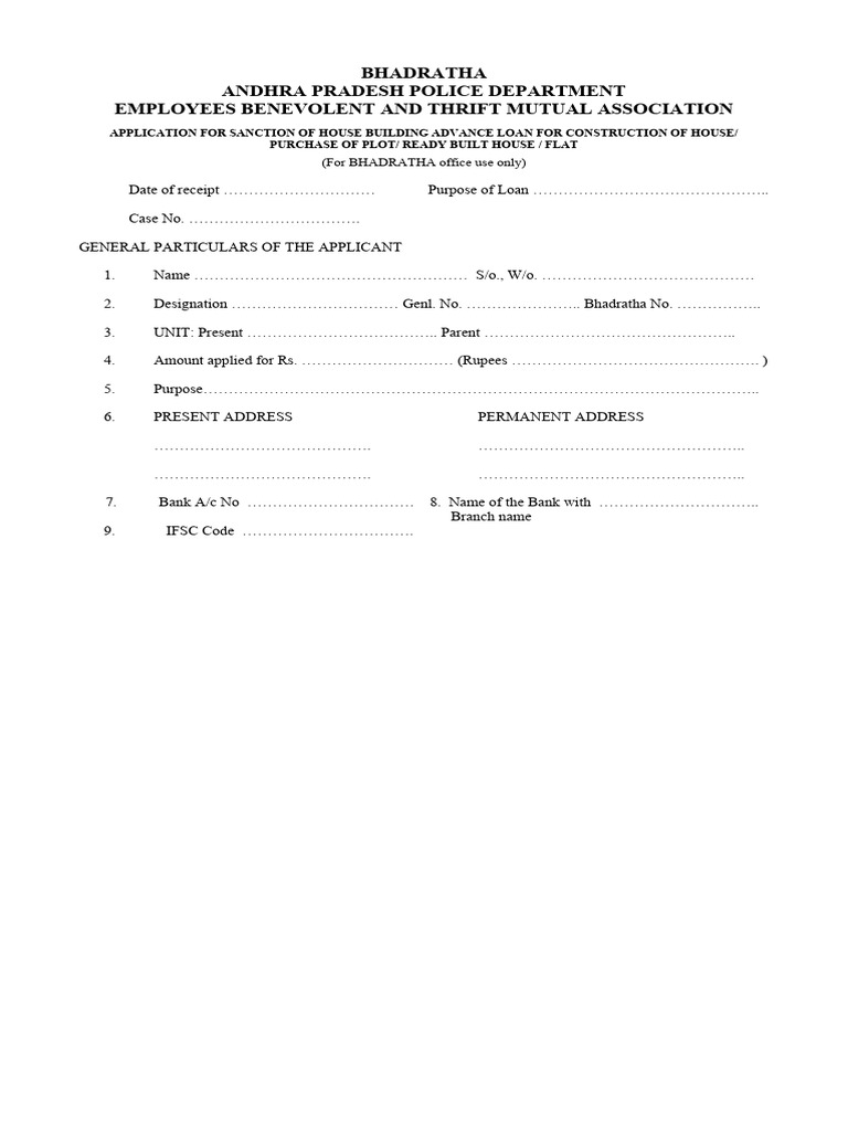 Bhadratha Loan Application Form | PDF | Loans | Mortgages