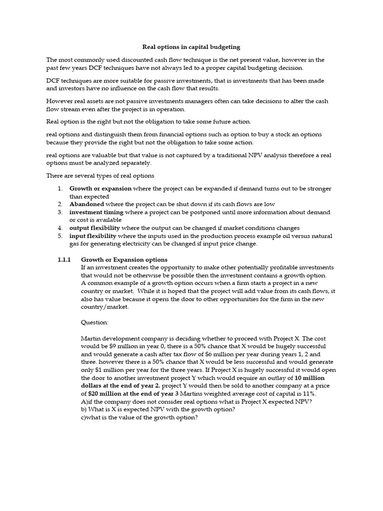 Real Options in Capital Budgeting PDF Net Present Value