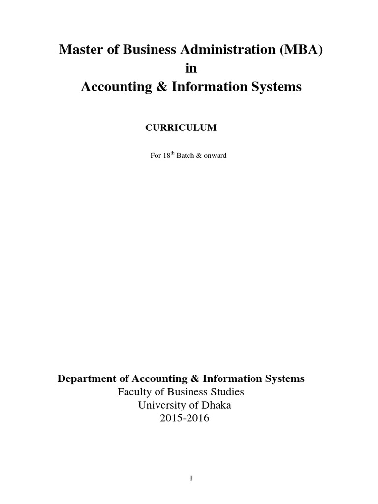 MBA Curriculum: Accounting & IS | PDF | Course Credit | Postgraduate ...