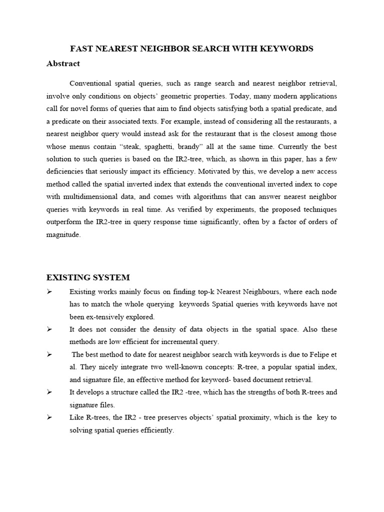 Fast Nearest Neighbor Search With Keywords | PDF | Information ...