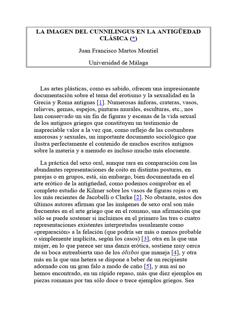 La Imagen Del Cunnilingus en La Antigüedad Clásica PDF La felación — free download