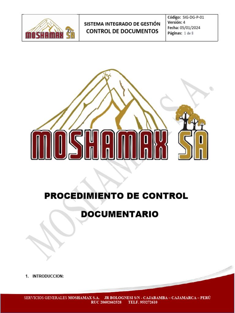 Sig Dg P 01 Procedimiento Control De Documentos Pdf Business