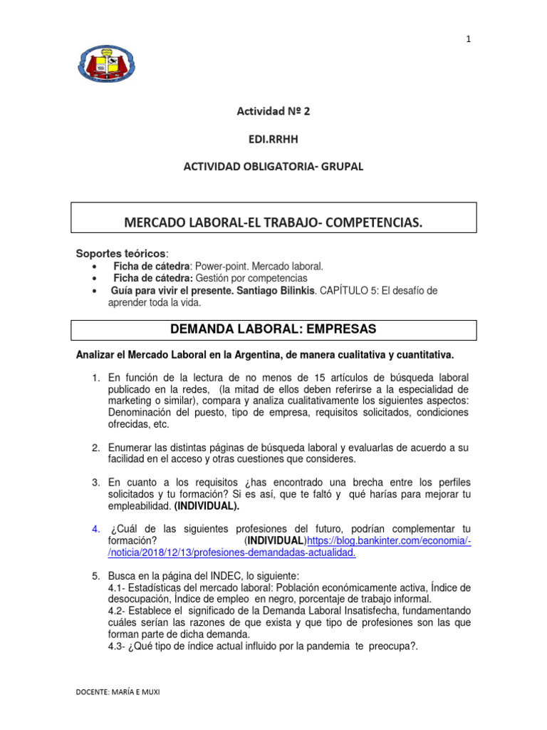 Análisis del Mercado Laboral en Argentina | PDF | Mercado (economía ...
