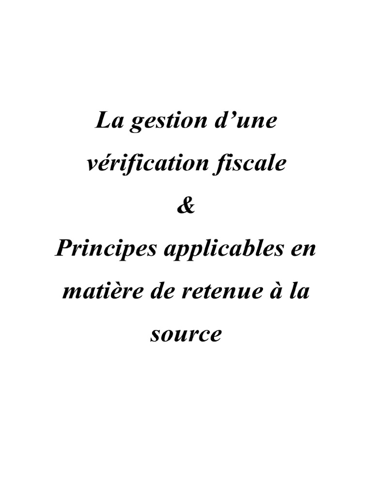 Gestion de v rification fiscale pdf