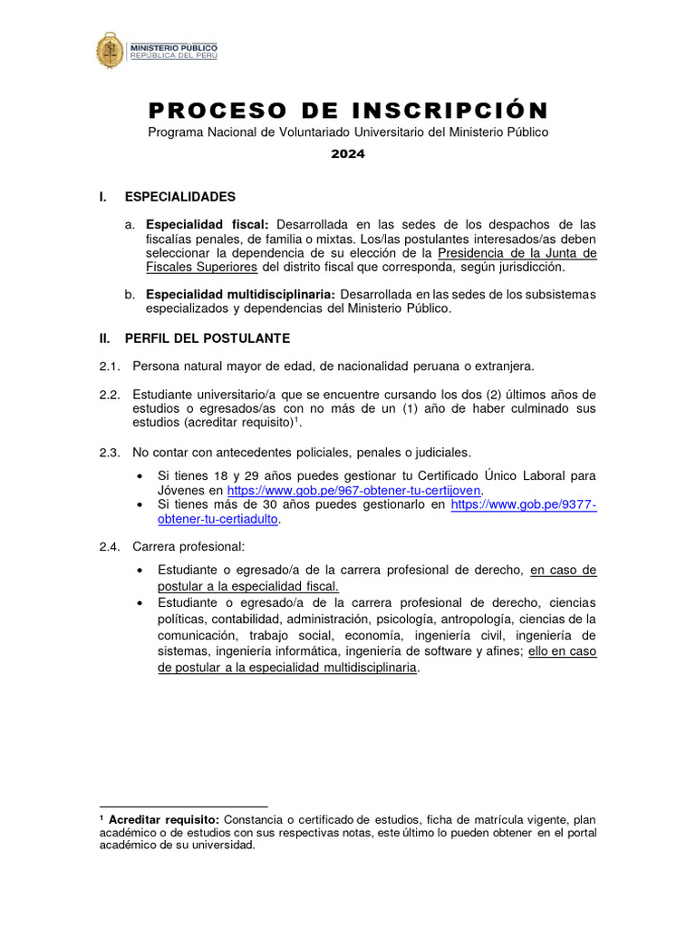 Proceso De Inscripcion Pdf