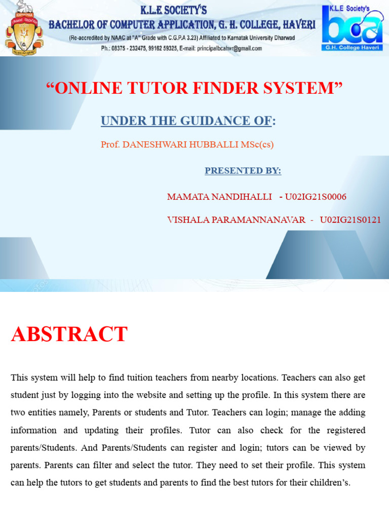 Online Tutor Finder System Overview | PDF | Html | World Wide Web