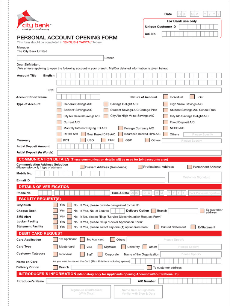 OBU Individual Account Opening Form | PDF