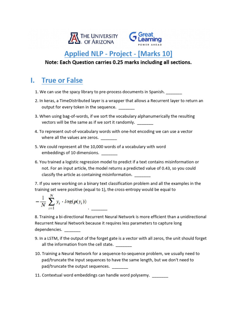 Applied NLP Project Questions and Answers | PDF | Applied Mathematics ...