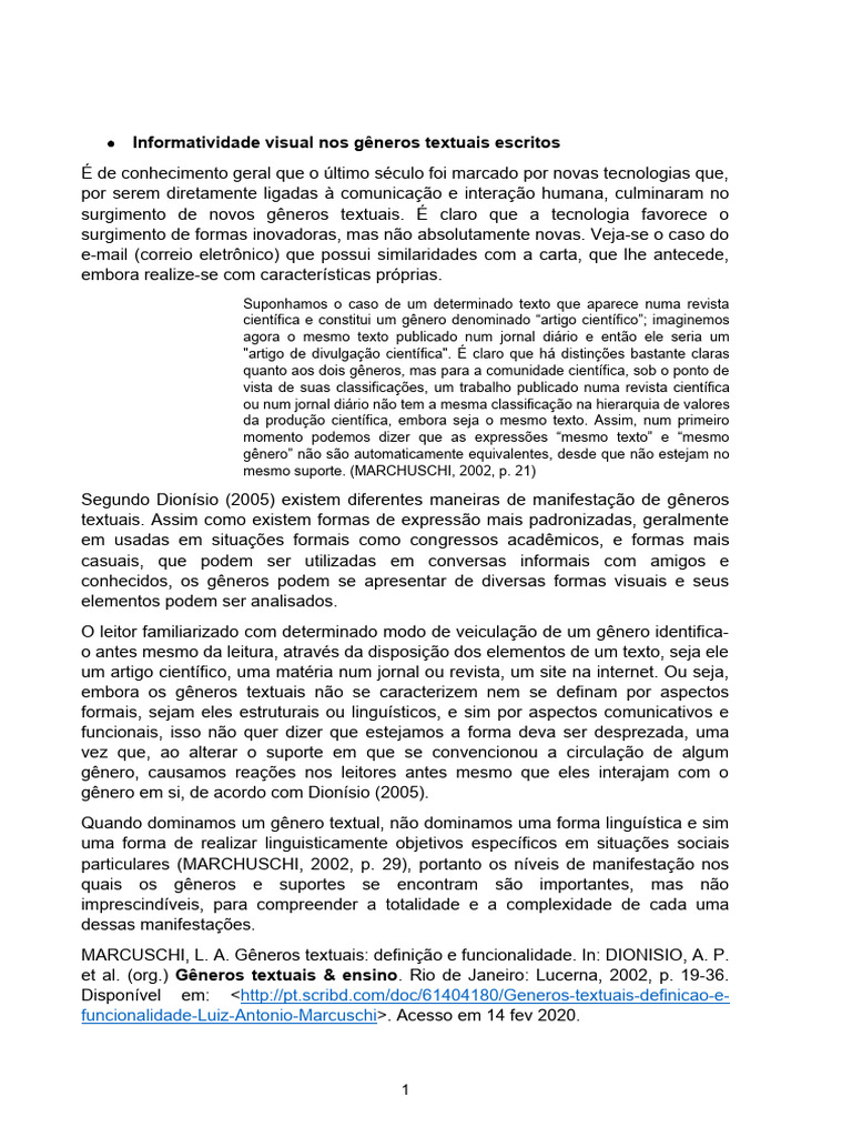 Informatividade Visual em Gêneros Textuais | PDF | Science ...