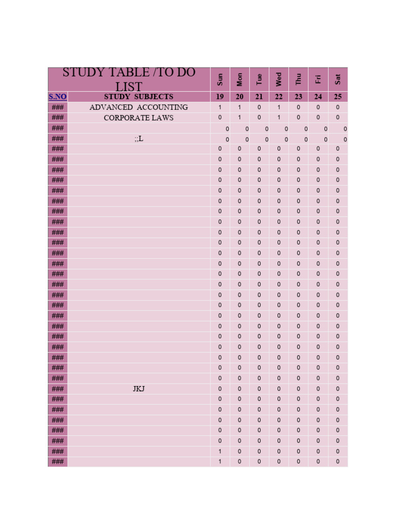 Weekly Study Schedule Tracker | PDF