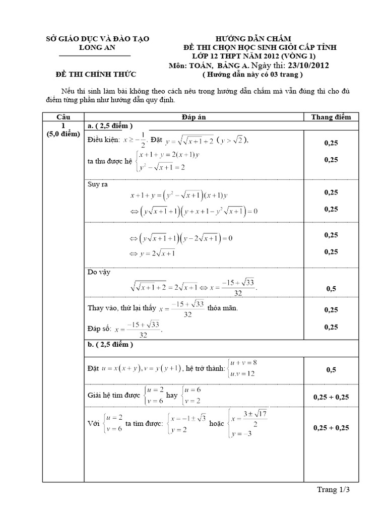 Dap An Toan A | PDF