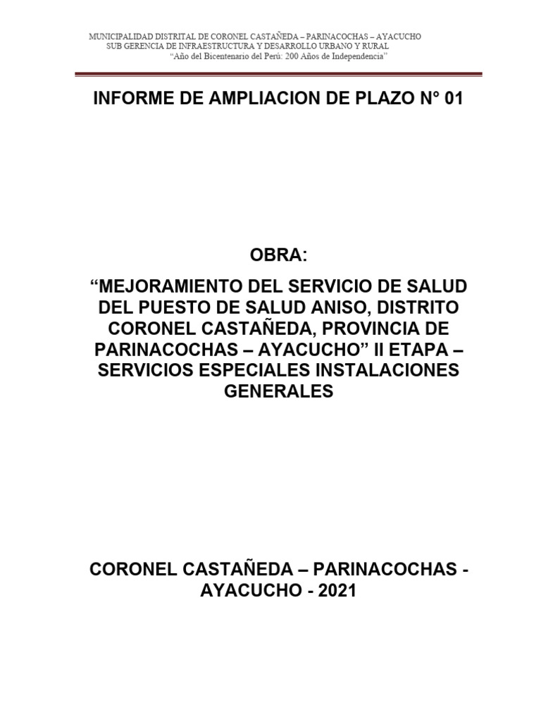 Ampliación de Plazo: Salud Aniso 2021 | PDF | Perú