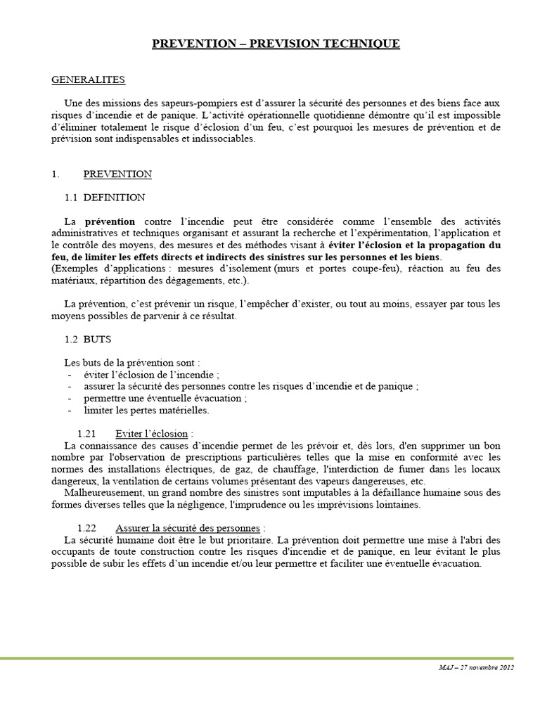 Prévention et prévision incendie | PDF | Sécurité | Pompier