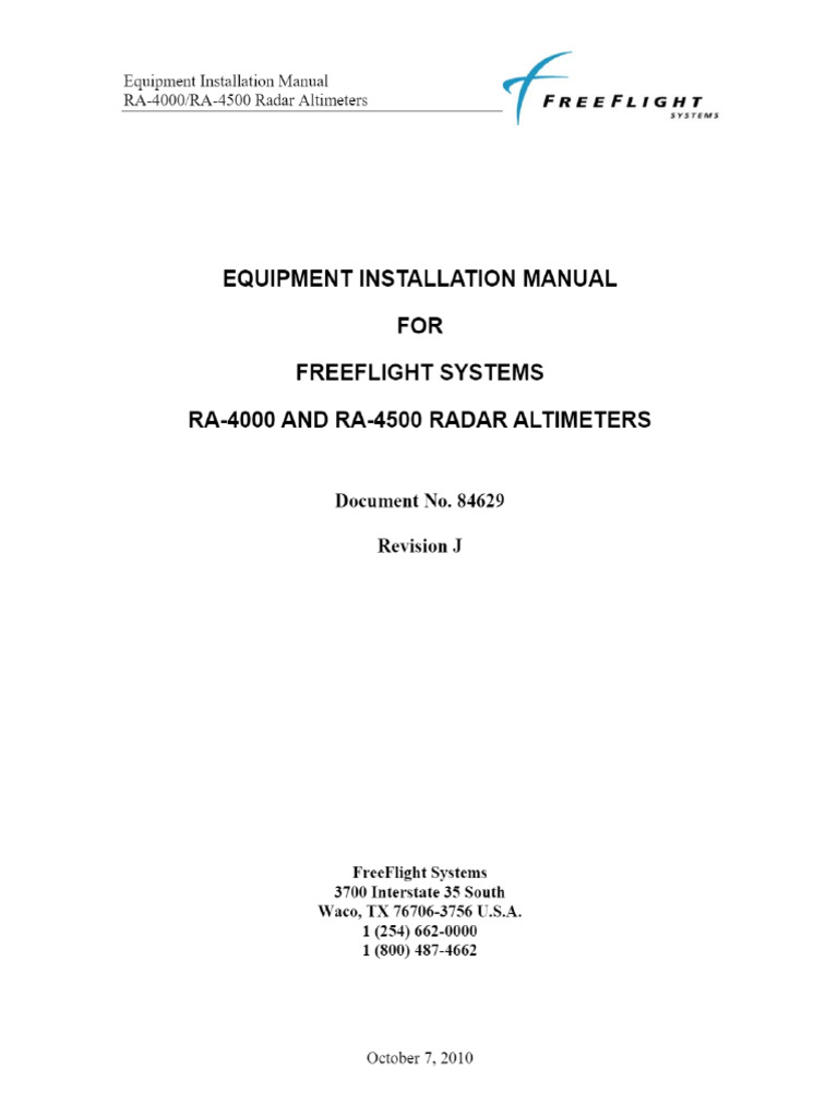 RA4500 Installation Manual Rev J | PDF