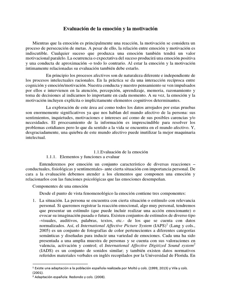 T4 - Evaluación de La Emoción y La Motivación | PDF | Las emociones ...