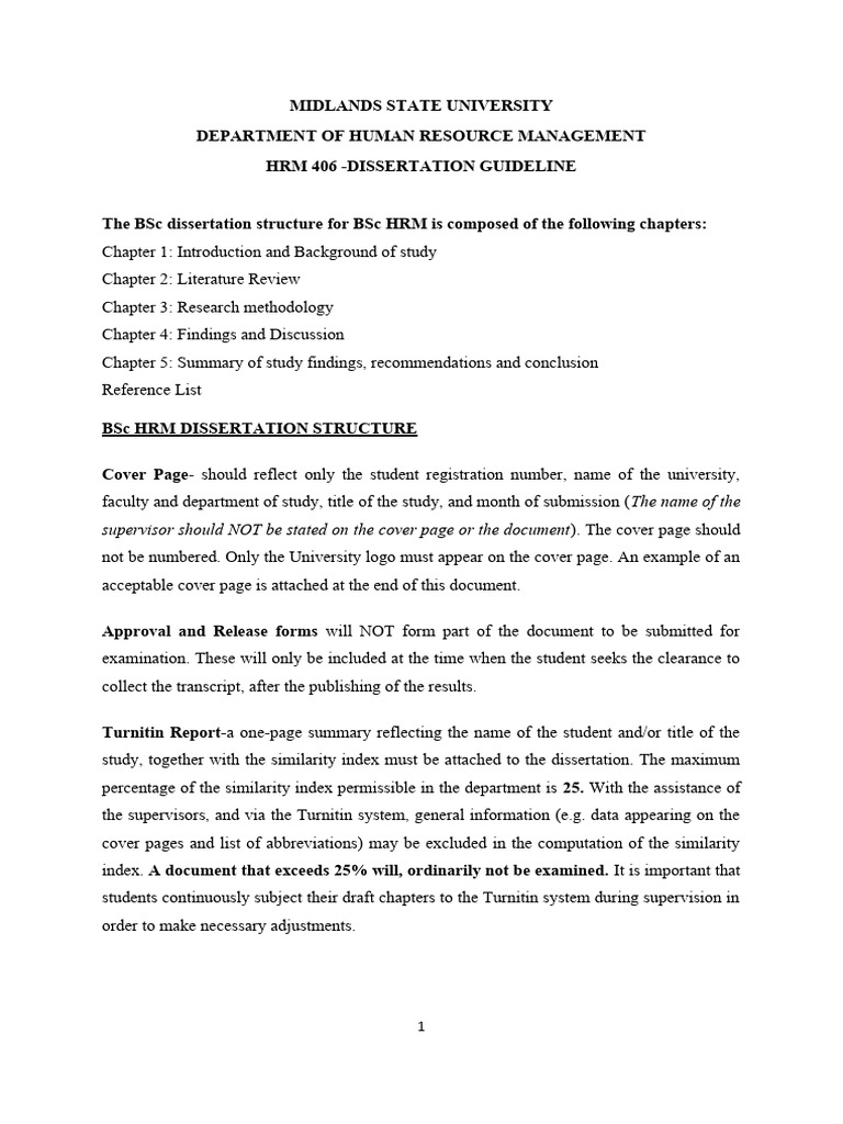 BSc HRM Dissertation Guidelines | PDF | Methodology | Thesis