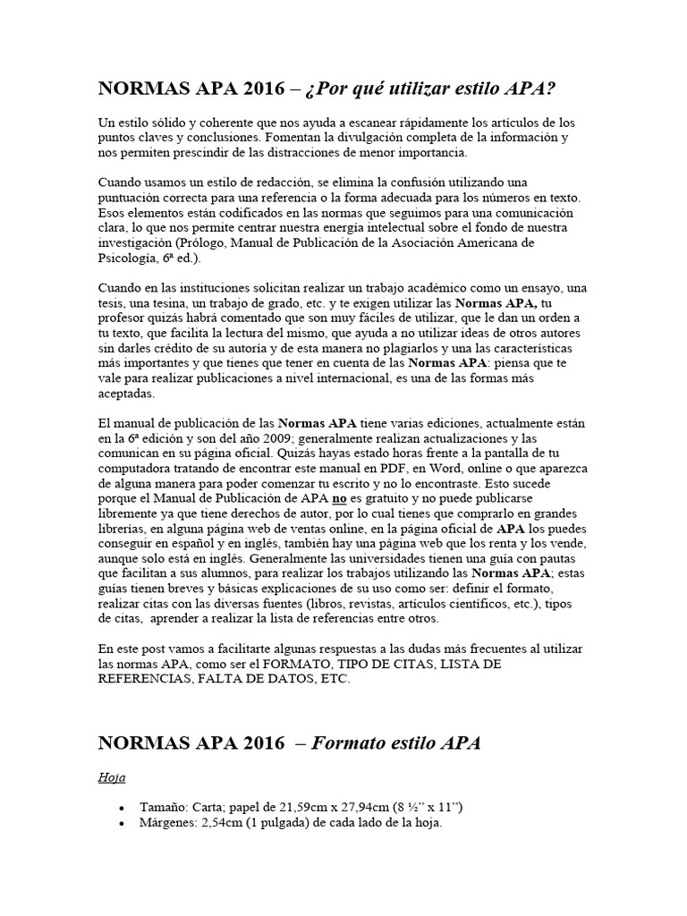 Normas Apa 2016 | PDF | Estilo apa | Traducciones