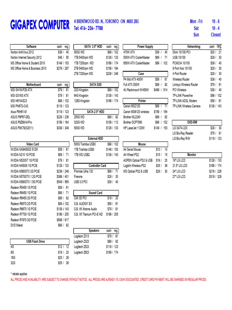 Computer Hardware and Software Prices | PDF | Usb | Computer Hardware