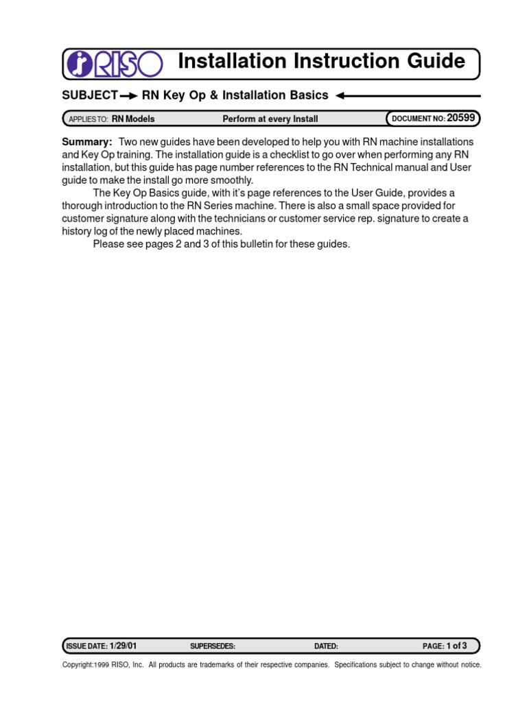 Installation Instruction Guide: SUBJECT RN Key Op & Installation Basics ...