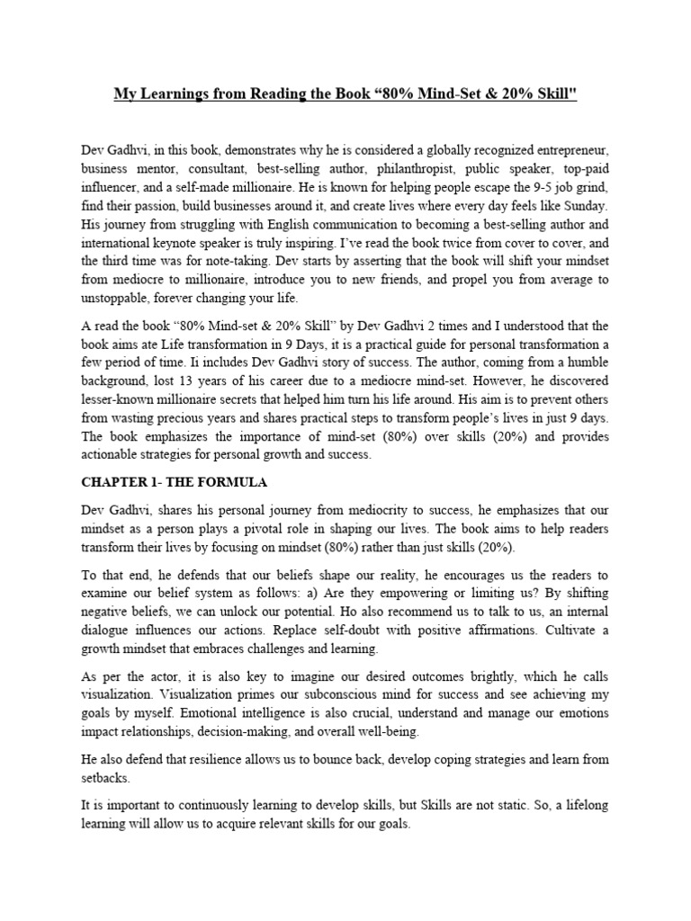 My Learnings From Reading The Book | PDF | Mindset | Mentorship