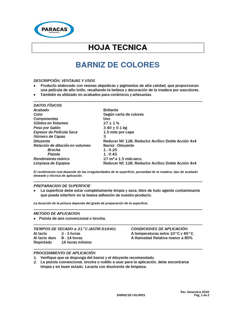 Barniz Para Maderas Paracas Pdf Barniz