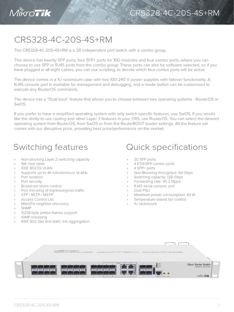 CRS328-4C-20S-4S+RM Specifications | PDF | Network Switch | Booting