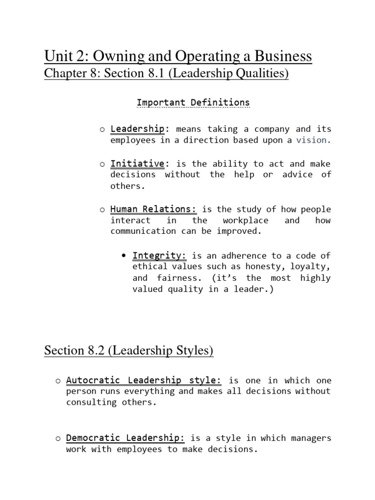 Chapter 8 Leadership | PDF