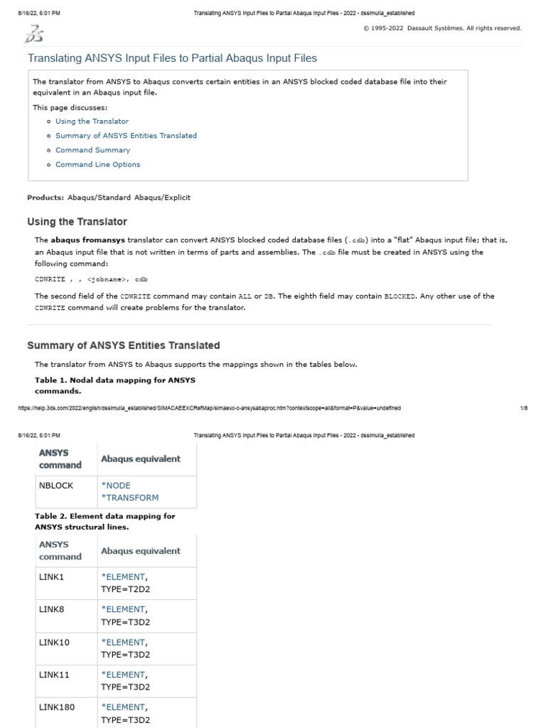 Translating ANSYS Input Files To Partial Abaqus Input Files - 2022 ...