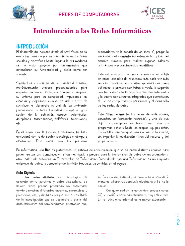 Introducción a Redes de Computadoras | PDF | Red de computadoras | Internet