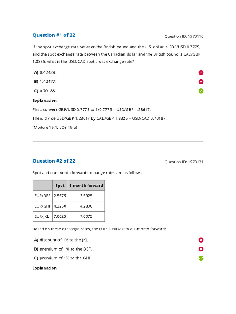 Reading 19 Exchange Rate Calculations - Answers | PDF | Exchange Rate |  Financial Markets
