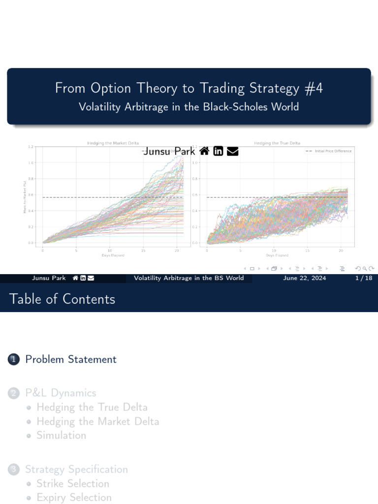 Volatility Arbitrage in The Black Scholes World | PDF | Greeks (Finance) |  Black–Scholes Model