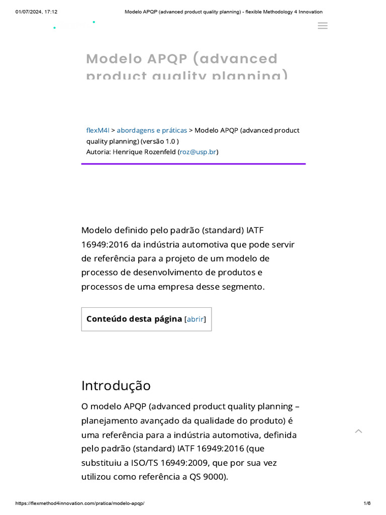 Modelo APQP (Advanced Product Quality Planning) - Flexible Methodology ...