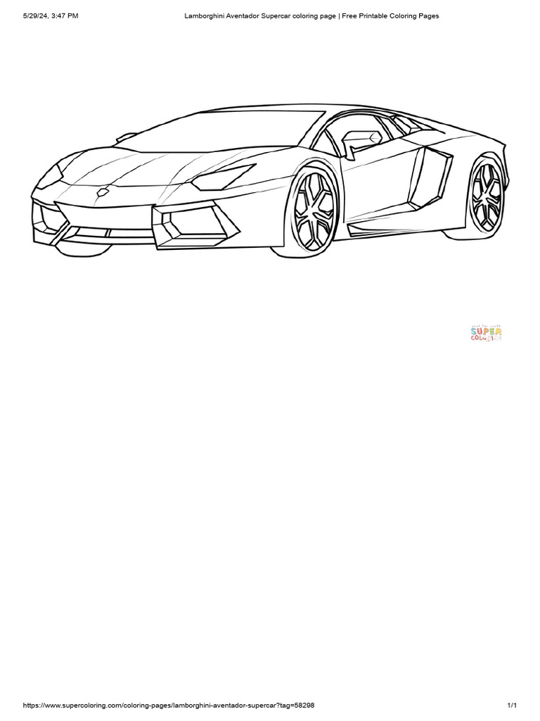 Aventador Supercar Coloring Page Free Printable Coloring