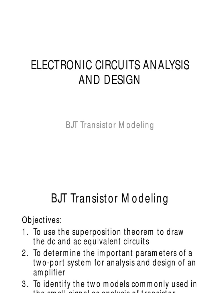 BJT Transistor Modeling PDF Bipolar Junction Transistor Transistor