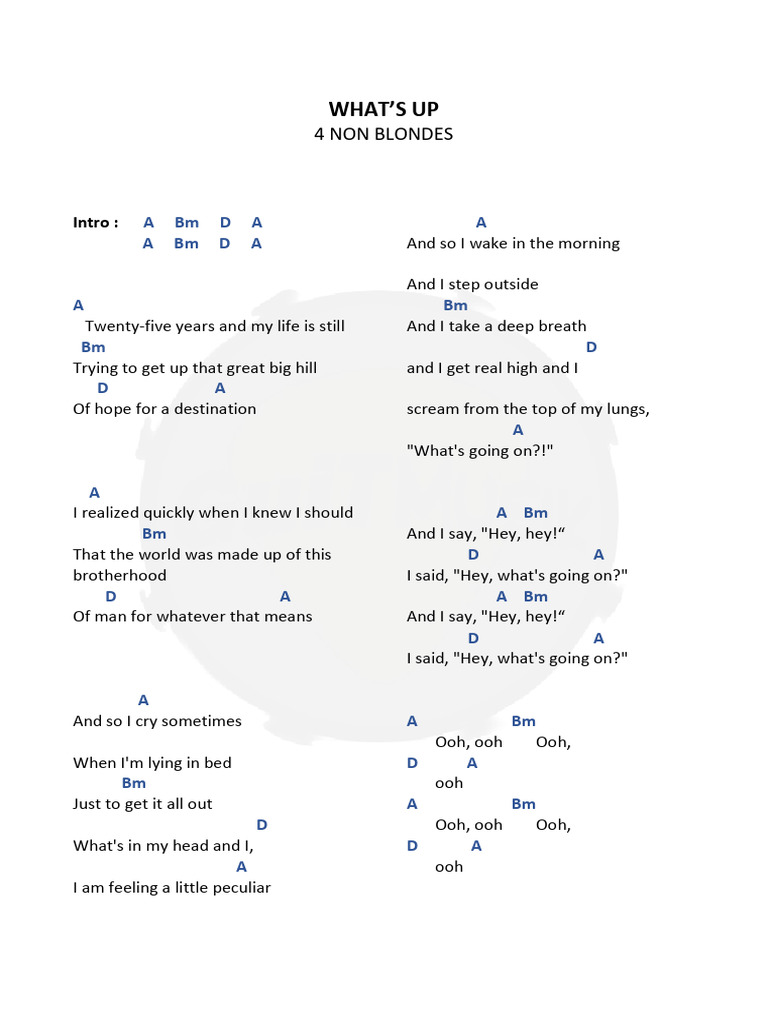 What's Up - Lyrics &amp; Chords | PDF | Recorded Music | Sound Recording