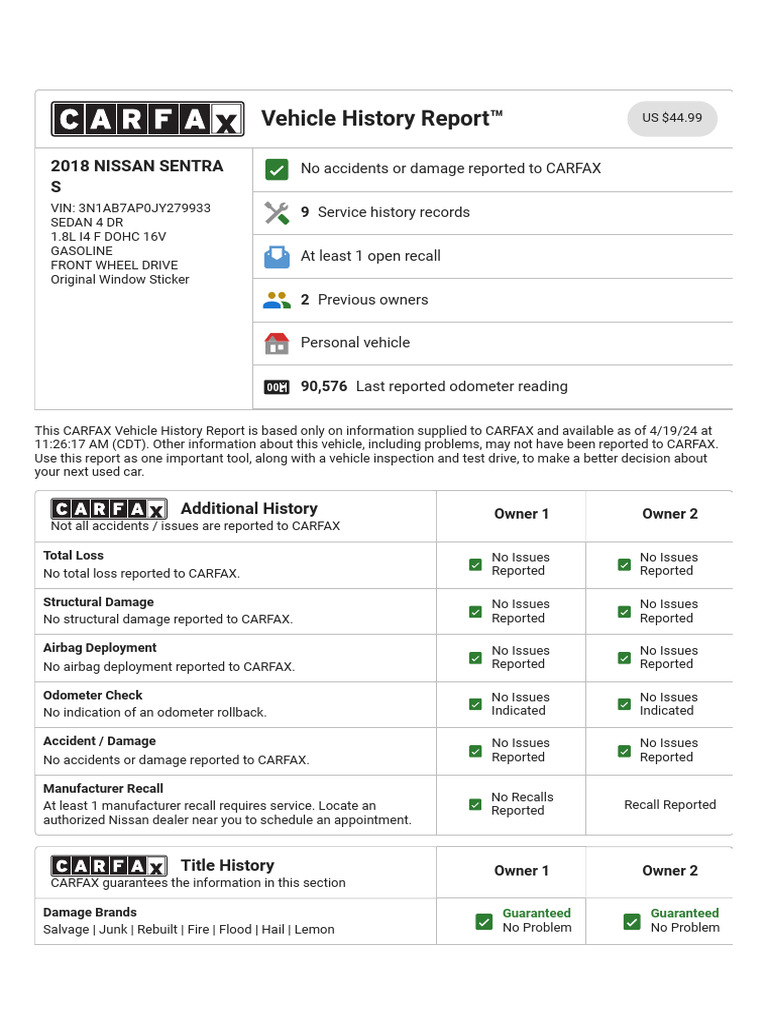 Carfax 3n1ab7ap0jy279933 | PDF | Department Of Motor Vehicles | Car