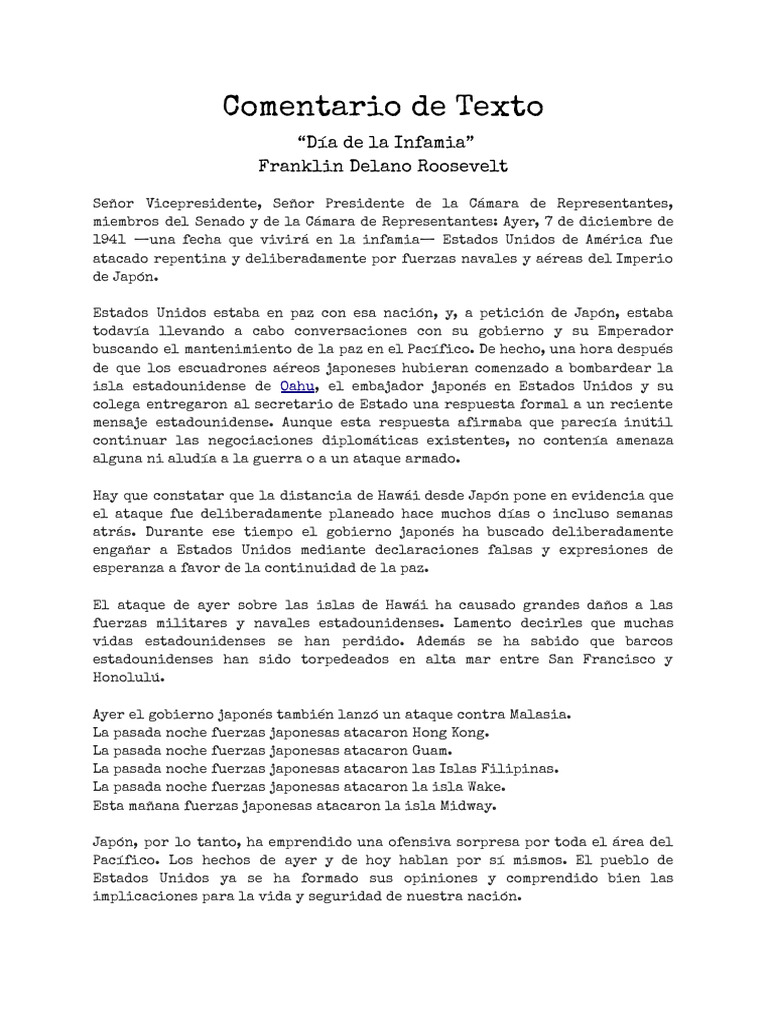 Discurso de La Infamia | PDF | Imperio de japón | Militar