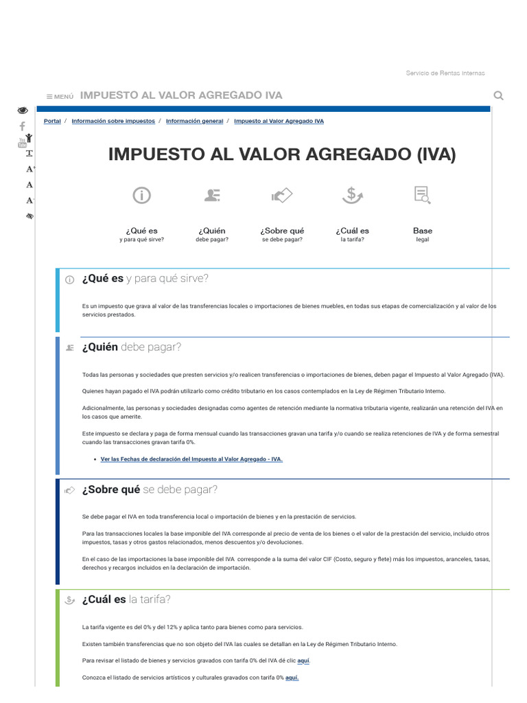 Impuesto Al Valor Agregado IVA - Intersri - Servicio de Rentas Internas ...