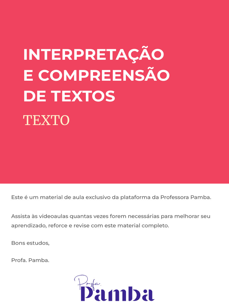 Interpretação e Compreensão Textual - Material de Aula - Apostila 1 de ...