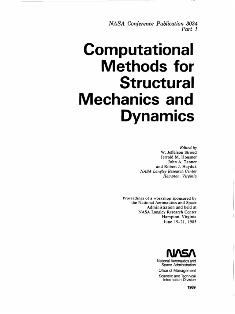 Computational Methods For Structural Mechanics and Dynamics: NASA ...