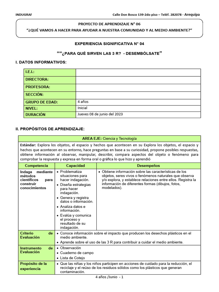 Cuidado del Medio Ambiente en Niños | PDF | Residuos | Evaluación