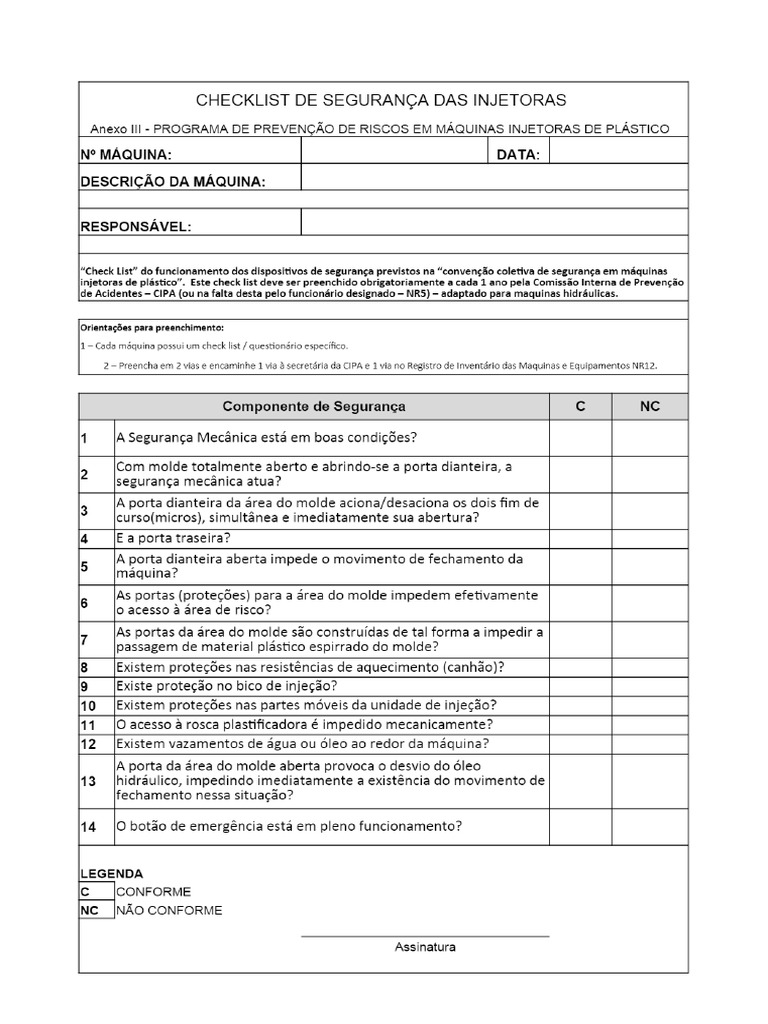 Check-List Injetora Rotativa - 240701 - 200858 | PDF