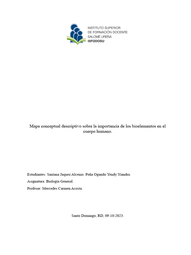 Mapa Conceptual de Bioelementos Humanos | PDF | Proteínas | Organismos