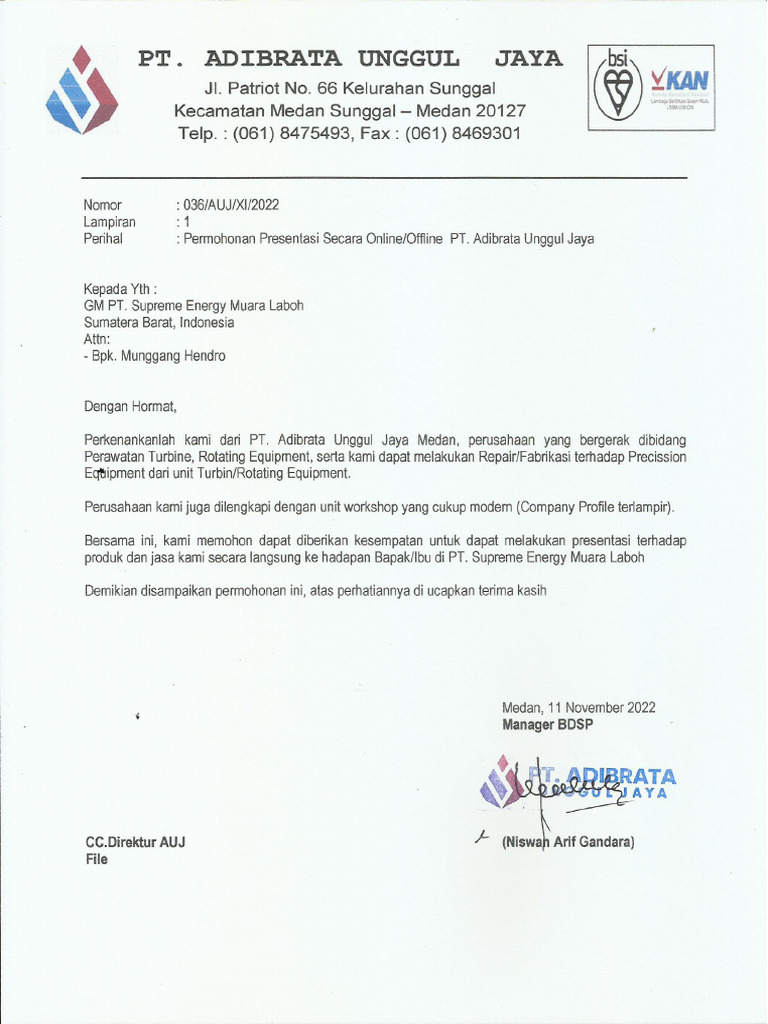 Surat Permohonan Presentasi PT - Seml-2-2 | PDF