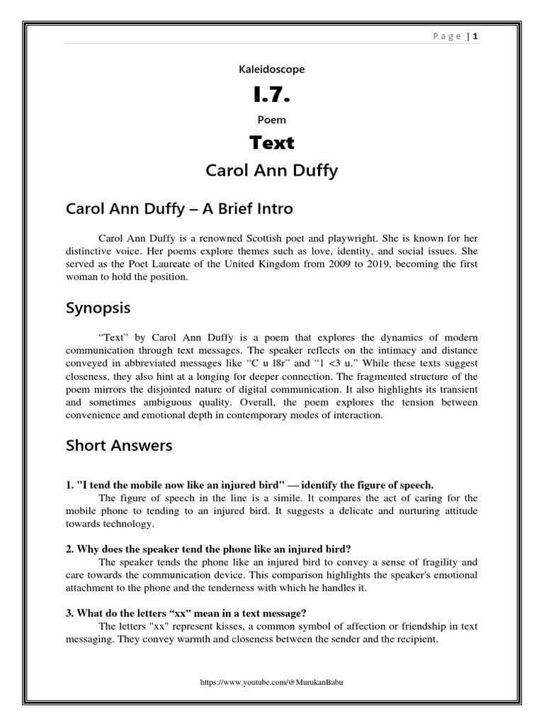 Analysis of Duffy's Poem 
