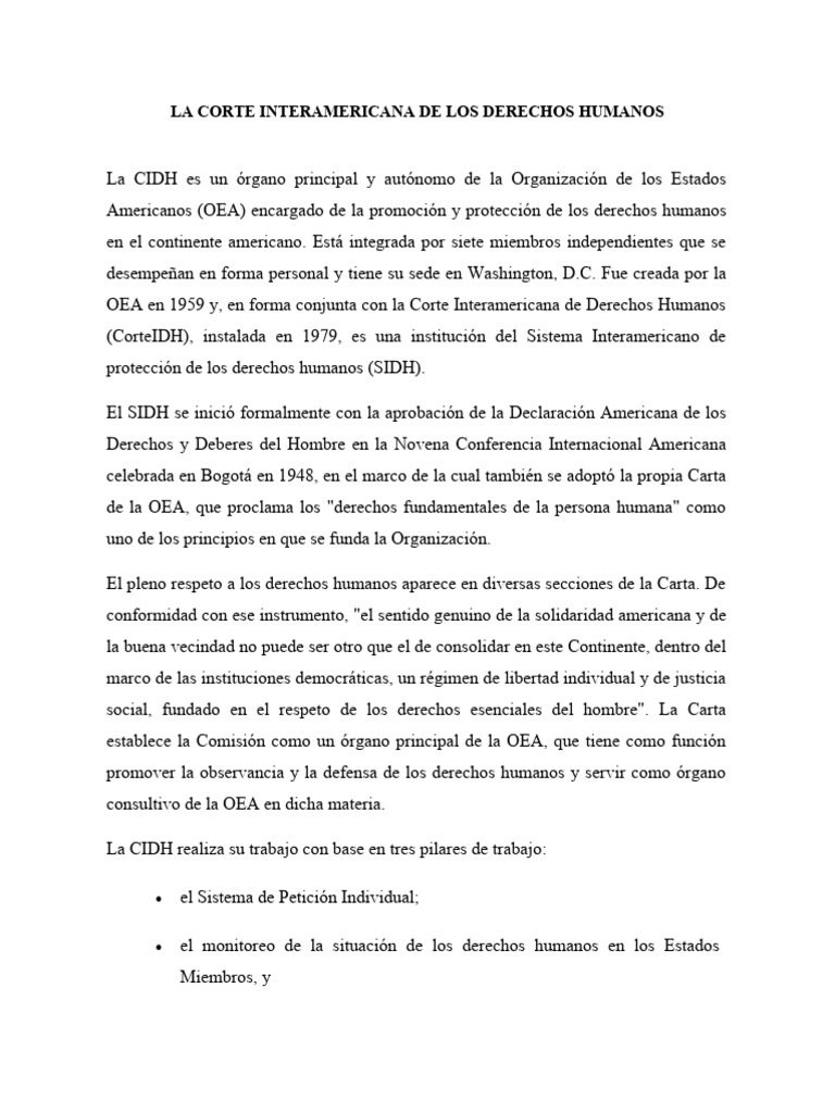 Historia y Funciones de la CIDH | PDF | Convenio europeo de derechos ...