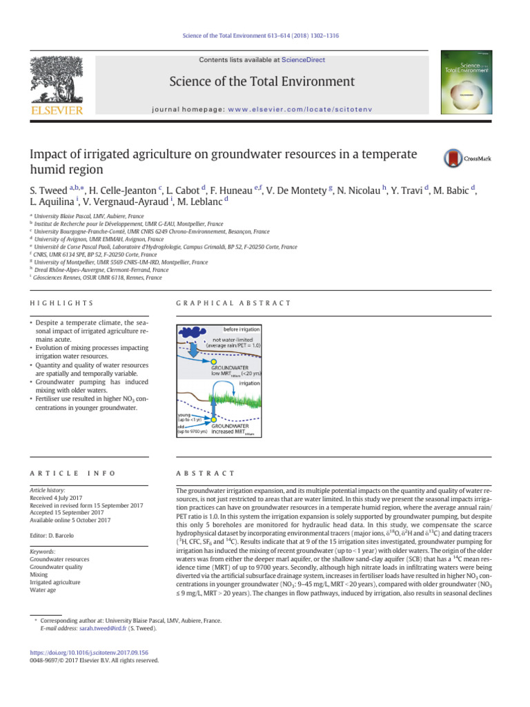 Impact of Irrigated Agriculture On Groundwater Reso - 2018 - Science of ...